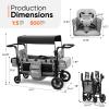 Sekey Wagon Stroller for 2 Kids, Luxury 4-in-1 Stroller Wagon - Premium Quality with Convertible Seats, Adjustable Push Handles, Removable Canopy, Snack Tray & Cooler, US Certified. Gray view 2