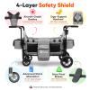 Sekey Wagon Stroller for 2 Kids, Luxury 4-in-1 Stroller Wagon - Premium Quality with Convertible Seats, Adjustable Push Handles, Removable Canopy, Snack Tray & Cooler, US Certified. Gray view 3