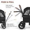 INFANS Wagon Stroller for 2 Kids, Collapsible Adjustable Push Pull Handle Bar, 2 Seater Stroller Wagon with Removable Canopy Snack Tray, Comfortable Drop-Down footwell and Upholstered Seats view 3