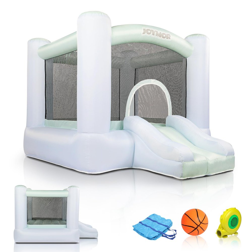 (2024 New) JOYMOR 3 in 1 Grandient Style Inflatable Bounce House for Kids 3-6 w/Basketball Hoop and Slide, Kids Small Bounce House with Blower for Toddlers Indoor & Outdoor Party