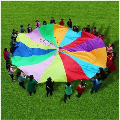 EDCWDTYYEC Play Parachute Birthday Party Game, Nursery Physical Training Resistance Parachute Games, 10-100 People Teamwork Game Parachute Paracadas(2m/6.5ft)