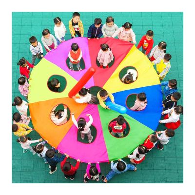 EDCWDTYYEC Parachute Game with Holes, Nursery Agility Training Whack-a-mole Game, Cooperative Game for Kids Birthday Party Parachute Paracadas(4m/9.8ft)