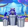 3pcs Articulated Blue Purple White Raccoon and Trashcan, 3D Printed Trash Can,Trash Panda, Articulated Racoon Fidget Toy AR010- Set view 2