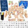 AryiHitt 141 Pcs Baby Shower Game Sign Set Includes Decorative Square Signs 100 DIY Blank Wooden Blocks 20 Paint Markers(Star) view 1