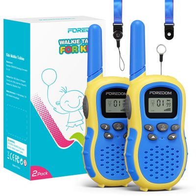 FOREDOM Walkie Talkies for Kids Walkie Talkies Long Range for Boys Age 3 to 12 Year Old Birthday Toys with Flashlight, Lanyards, 2 Pack - Blue