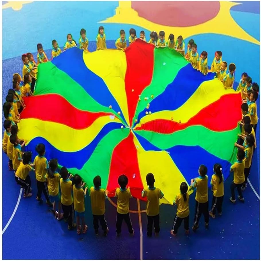EDCWDTYYEC Play Parachute Outdoor Garden Games, Balance & Coordination Play Parachute Game, Resistance Play Parachute for 3-6 Years Old Parachute Paracadas(5m/16.4ft)