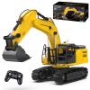 1:18 Metal RC Excavator Toy for Kids | 11-Channel Remote Control Construction Vehicle with Water Spray, Lights & Sounds, Dual 100-Min Batteries, 2025 New STEM Engineering Toy Gift for Boys Ages 6-12 view 1