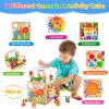 Wooden Activity Cube | Montessori Toys for 1-2 Year Old Toddlers | One Year Old 1st First Birthday Gift | Developmental Toys for 12 Months Baby Boys Girls | Bonus Sorting & Stacking Board (Pink) view 3