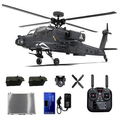 BrickCraftWorks 1/32 Scale 2.4G 6CH RC Dual-axis Co-Drive Flybarless 6G/3D Stunt F11-S AH64 Helicopter Model RC Military Helicopter Toy Gift for Adults (RTF GPS Version)