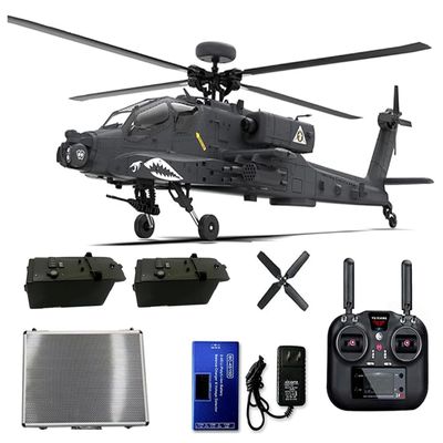 BrickCraftWorks 1/32 Scale 2.4G 6CH RC Dual-axis Co-Drive Flybarless 6G/3D Stunt F11-S AH64 Helicopter Model RC Military Helicopter Toy Gift for Adults (RTF GPS Version)