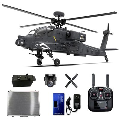 BrickCraftWorks 1/32 Scale 2.4G 6CH RC Dual-axis Co-Drive Flybarless 6G/3D Stunt F11-S AH64 Helicopter Model RC Military Helicopter Toy Gift for Adults (RTF GPS Version)