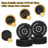 12mm Hex RC Wheels and Tires for 1/10 Slash RC Off-Road Car RC Truck Tires RC Short Course Truck Tires for Traxxas TRX4 Slash Arrma Losi Tenacity Vkar 10sc Hpi RC Buggy Car 4PCS (Style A) - Black view 3