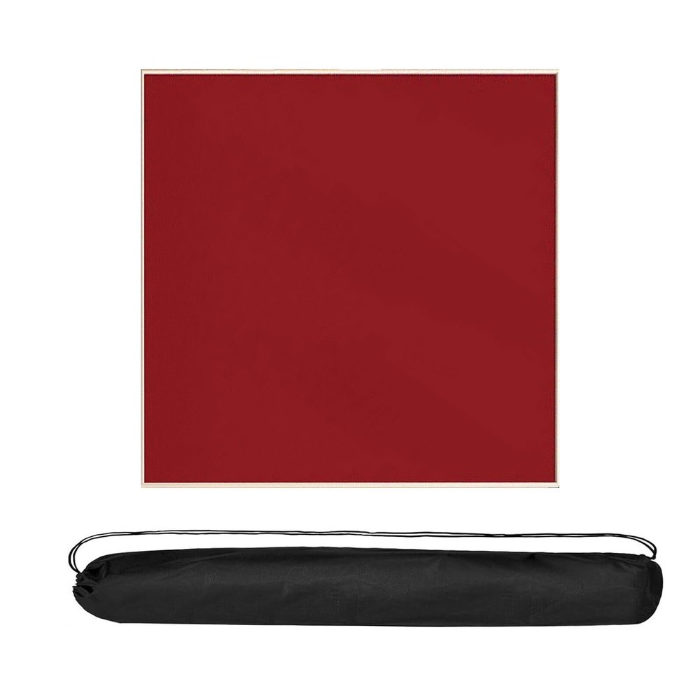 Pure Colour Square Mahjong Mat Poker Card Games Board Games Roll Up Gaming Mat with Carrying Bag(Red,90X90cm/35.4x35.4)