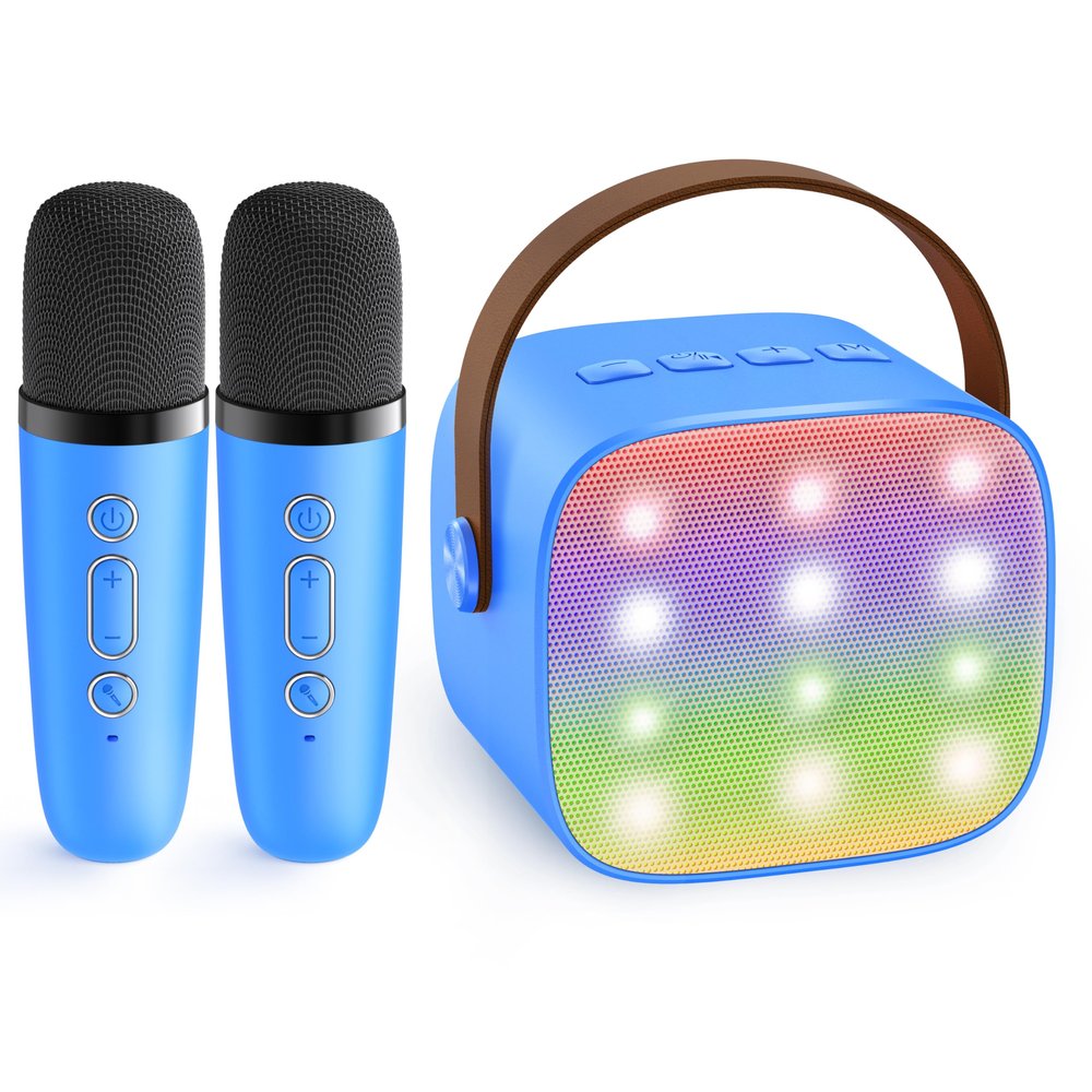 YLL Mini Karaoke Machine for Kids Adults, Portable Bluetooth Speaker with 2 Wireless Microphones, Birthday Gifts Toys for Girls Boys Ages 3, 4, 5, 6, 7, 8, 9,10,11,12+ Years Old Toddler (Royal-Blue)
