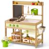 Giant bean Mud Kitchen Playset for Kids, Deluxe Wooden Toy Play Kitchen Set for Boys and Girls Ages 3-8 Indoor & Outdoor Activities, with Sand and Water Sink, Cookware Pots view 1