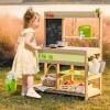 Giant bean Mud Kitchen Playset for Kids, Deluxe Wooden Toy Play Kitchen Set for Boys and Girls Ages 3-8 Indoor & Outdoor Activities, with Sand and Water Sink, Cookware Pots view 2