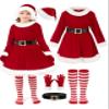 3X-Large 4 Pieces Mrs Claus Costume Set for Women and 8-10Years Girls Santa Dress view 3