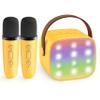 YLL Mini Karaoke Machine for Kids Adults, Portable Bluetooth Speaker with 2 Wireless Microphones, Birthday Gifts Toys for Girls Boys Ages 3, 4, 5, 6, 7, 8, 9,10,11,12+ Years Old Toddler (Yellow) view 1