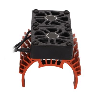 Rc Motor Cooling Fans, Dual 30mm with Metal Cover 4068 4074 Brushless Motor Heatsink Rc Cooling Fans Rc Brushless Motor Fan for 1/8 Remote Control Car (Orange)