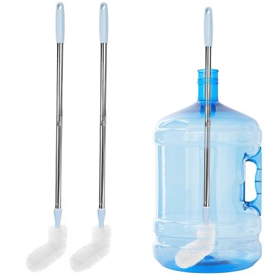 2-Pack 28 Long Bottle Brush, 3 and 5 Gallon Bottle Cleaning Brush, Water Bottle Brush with Bendable Replacement Brush Head, Nylon Bristles and Stainless Steel Handle Bucket Cleaning Brush