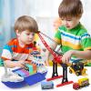 CUTE STONE 2-in-1 Toy Boat & Tower Crane Playset, Cargo Ship with Lights/Sounds | Push-Go Transport Ship & Construction Vehicle Toys, Interactive Carrier Boat for Kids Boys Girls view 2