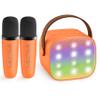 YLL Mini Karaoke Machine for Kids Adults, Portable Bluetooth Speaker with 2 Wireless Microphones, Birthday Gifts Toys for Girls Boys Ages 3, 4, 5, 6, 7, 8, 9,10,11,12+ Years Old Toddler (Orange) view 1