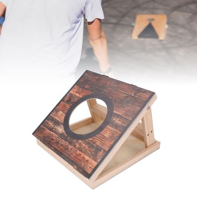 Cornhole Game Kit, Portable Foldable Interactive Bean Bag Toss Set with Water Finish, Heat Press Technology, for Party, Camping, Outdoor Backyard (Black Circle)