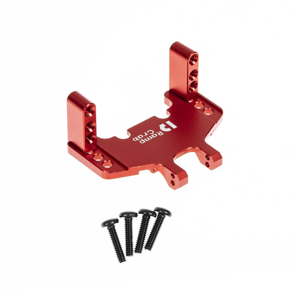 RampCrab Servo Mount Bracket for SCX24 & AX24, Adjustable Servo Mount Bracket, 1/24 RC Car Steering Servo Mount for Axial SCX24 Bronco Deadbolt JLU Gladiator C10 Upgrade Parts, Aluminum Alloy, Red