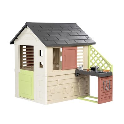 Smoby Life Casa Nature 7600810739 Children's House for Indoor and Outdoor Up, UV-resistant material, from 2 years, kitchen and accessories included