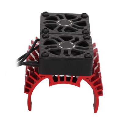 VINGVO RC Motor Cooling Fans, Dual 30mm Brushless Motor Fan with Metal Cover, 4068 4074 Compatible, 8cm Length, 27000RPM, For 1/8 RC Car (Red)