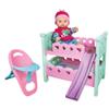 Lissi: 12" Doll Set: Bunk Bed & highchair - Pink, Green, Blue - 3pc Baby Doll Feeding & Sleep Toy Playset, Heart & Bird Outfit, Kids & Toddlers 2+ view 1