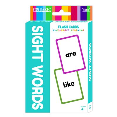 BAZIC Products Sight Words Flash Cards, Early Reading, Learn Recognize Words Vocabulary Cards, Flashcards Pre-K Kindergarten Preschool School Home (36/Pack), 72-Pack