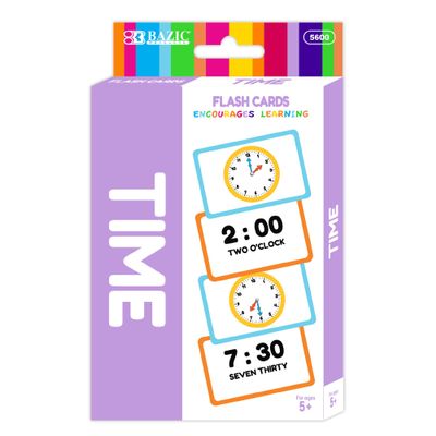 BAZIC Products Telling Time Flash Cards Learn to Read Time, Read Clocks Numerals & Analog, Interactive Learning Flashcards Kindergarten School Home (36/Pack), 1-Pack