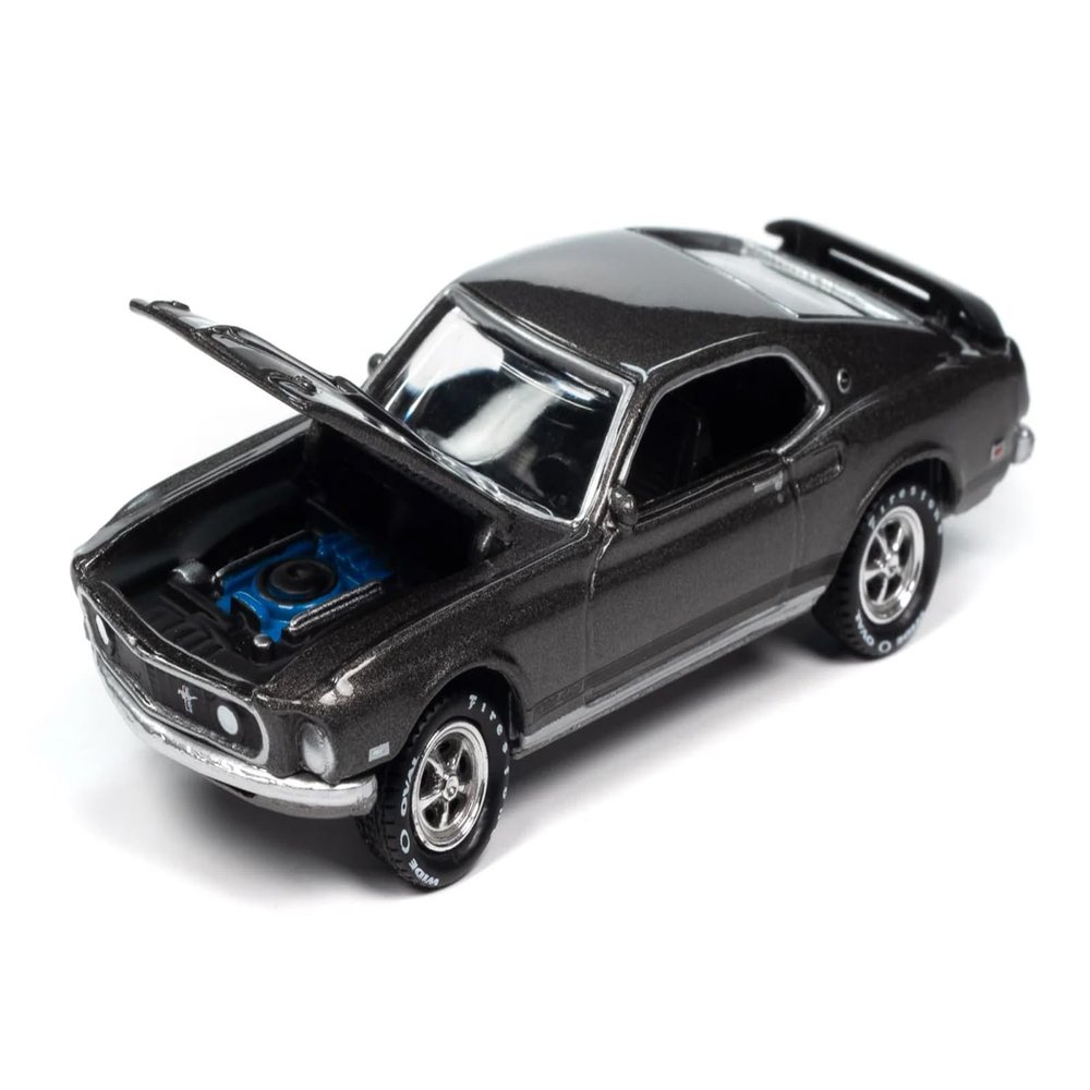 1969 Mach I Gray Metallic with Black Stripes (2014) Movie Pop Culture 2024 Release 2 1/64 Diecast Model Car by Johnny Lightning JLPC015-JLSP397