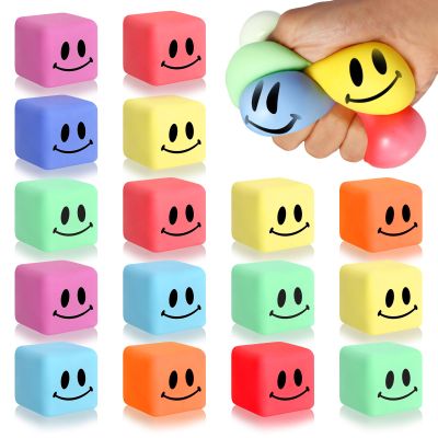 16 Pack Mini Slow Rising Stress Cube, Square Fidget Ice Cube Stress Balls, Stretchy Fidget Toy for Anxiety Stress Relief, Classroom Prize Cube Squishies for Adults Kids Children Teens Party Favors