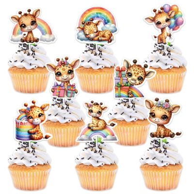 16 Pcs Giraffe Cupcake Topper Giraffe Cake Decorations Animals Party Supplies Cute Giraffe Cupcake Toppers