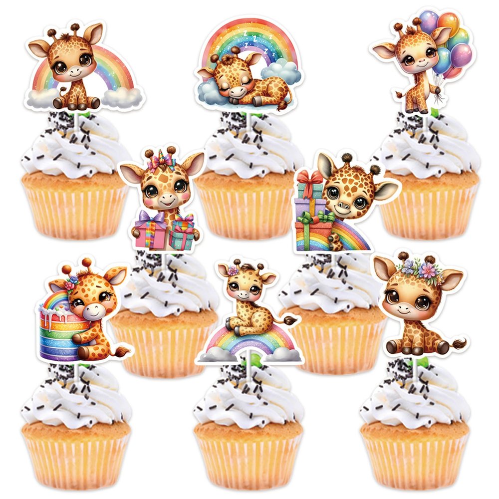 16 Pcs Giraffe Cupcake Topper Giraffe Cake Decorations Animals Party Supplies Cute Giraffe Cupcake Toppers