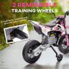 Qaba Kids Dirt Bike with Twist Grip Throttle, 12V Electric Motorcycle, Electric Bike for Toddler with Training Wheels, Spring Suspension & Music, Pink view 4