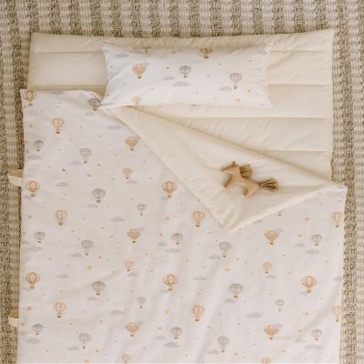 Childrens Portable Bedding - Sleeping Bags - Gifts for Kids - 100% Organic Cotton - Suitable for Boys & Girls - Includes Mat, Pillow, & Cover -Gender Neutral Design (Hot Balloon)