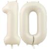 10 Balloon, Number 10 Balloons, Number Balloons 40 Inch, Sand White Large Big Foil Number Balloons for Birthday Party Graduation Wedding Anniversary Baby Shower Bachelorette Decoration Supplies view 1