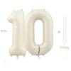 10 Balloon, Number 10 Balloons, Number Balloons 40 Inch, Sand White Large Big Foil Number Balloons for Birthday Party Graduation Wedding Anniversary Baby Shower Bachelorette Decoration Supplies view 2