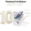 10 Balloon, Number 10 Balloons, Number Balloons 40 Inch, Sand White Large Big Foil Number Balloons for Birthday Party Graduation Wedding Anniversary Baby Shower Bachelorette Decoration Supplies view 3