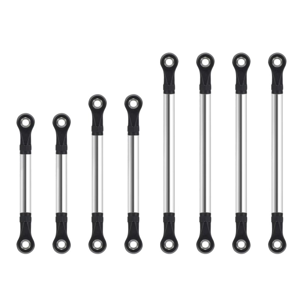 for TRX4M 1/18 8PCS RC Crawler for Chassis Suspension High Clearance Upgrade Parts Stainless Steel Links Set Remote Control Car Repair Parts RC Car Parts(Bent Links Set)