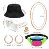 80s 90s Outfit for Women Baseball Jersey Shirt Shorts Fanny Pack Retro Party Costume Repper Accessories 1990s 1980s Neon Clothes Blackgreen L view 2