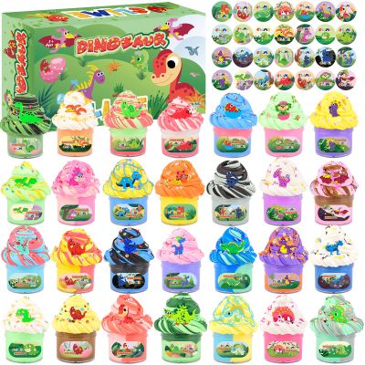 28 Pack Slime Kit, Slime for Kids Dinosaurs Butter for Kids Ages 4 5 6 7 8 9 10 11 12+, Squishy Non-Sticky, Birthday Party Favor for Boys & Girls