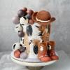 16PCS Cowboy Cake Topper Cowboy Hat and Boot Balls Cake Decorations Western Cowboy Birthday Baby Shower Party Decorations (Brown) view 3