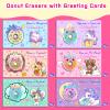 30 Pack Valentines Unicorn Donut Erasers with Cards, Valentines Day Cards for Kids School, Valentines Day Gifts for Kids, Kids Valentines Day Dards, School Classroom Exchange Prizes for Boys Girls view 2