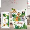 Custom Name Baby Crib Bedding Set, Personalized 2 Piece Green Wild Animals Baby Bedding Set for Girls, Soft Blanket with Dotted Backing and Fitted Sheet, Perfect for Baby Newborn Shower Gift view 1