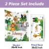 Custom Name Baby Crib Bedding Set, Personalized 2 Piece Green Wild Animals Baby Bedding Set for Girls, Soft Blanket with Dotted Backing and Fitted Sheet, Perfect for Baby Newborn Shower Gift view 2