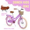 MEGHNA Cruiser Bike 20 inch Wheels Girls Women Bike Single Speed Commuter Bike with Basket V-Brake and Coast Brake Women Ladys Bicycle, Multicolors (Purple, 20 inch Wheel) view 3